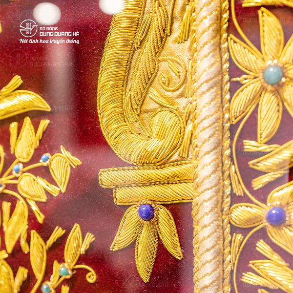 Tranh chỉ vàng đá quý Dubai hình lọ hoa đẹp sống động
