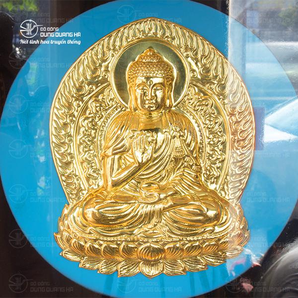 Tranh Phật Tổ Như Lai mạ vàng 24k khổ vuông khung gỗ