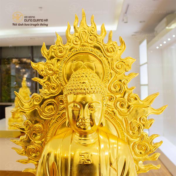Tượng Phật A Di Đà bằng đồng thếp vàng 9999 có liếc sau