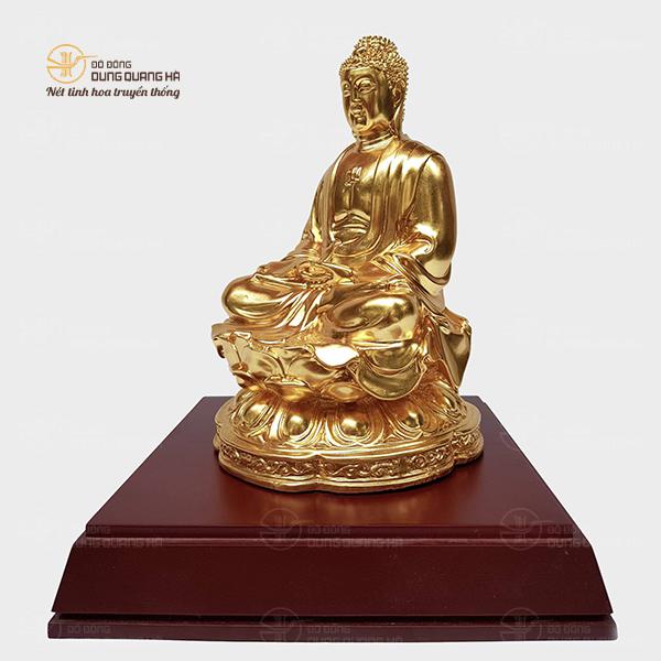 Tượng Phật Adida ngự trên tòa sen bằng đồng dát vàng 9999