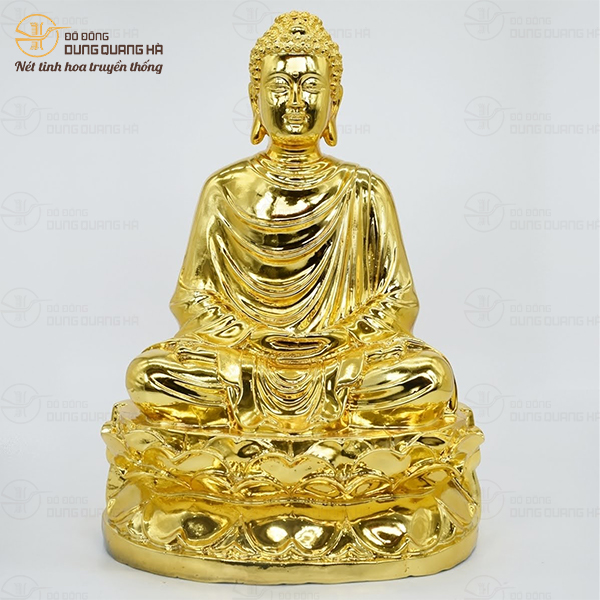 Tượng Phật Thích Ca bằng đồng ngồi Thiền định trên tòa sen mạ vàng